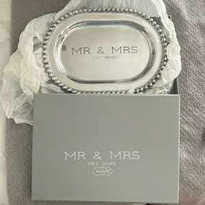 Mr & Mrs  EST 2020 silver tray
